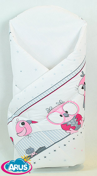 Paturica multifuncțională Arus Pink Owls 80x80