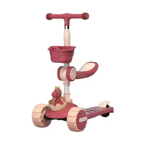 Trotineta Nichiduta Pink Dino cu Scaun si LED - imagine 5