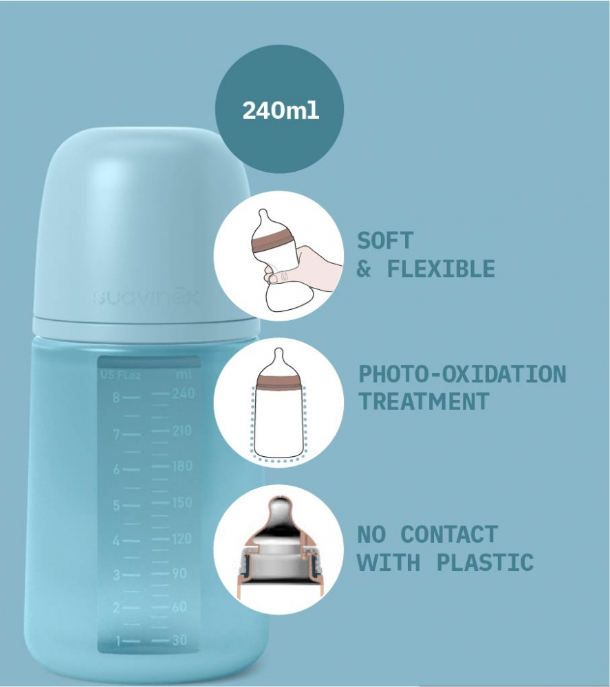 Biberon Suavinex Silicon Moale 240ml Albastru - imagine 5