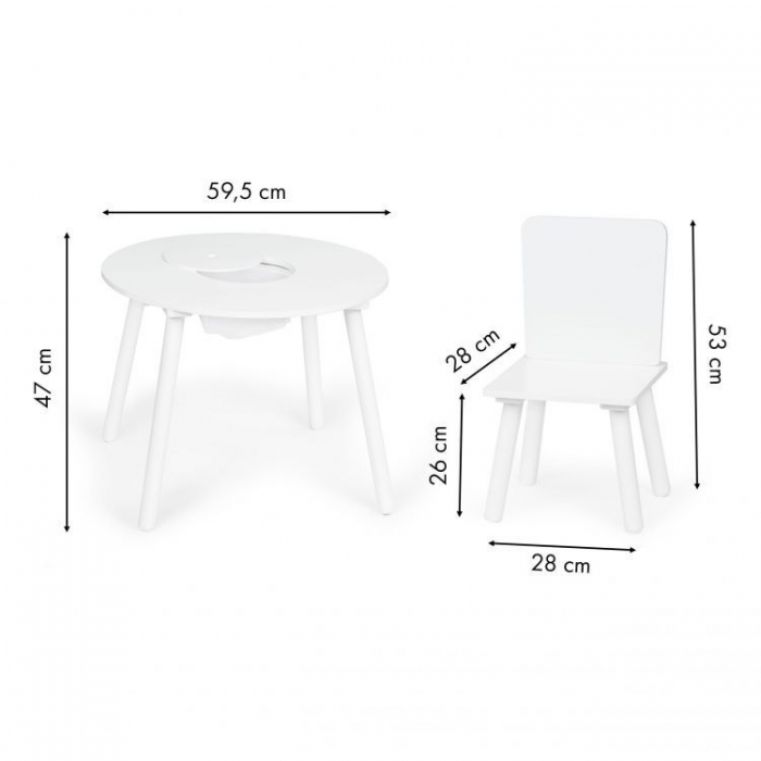 Set Masa+Scaune Ecotoys cu Depozitare Alb - imagine 6