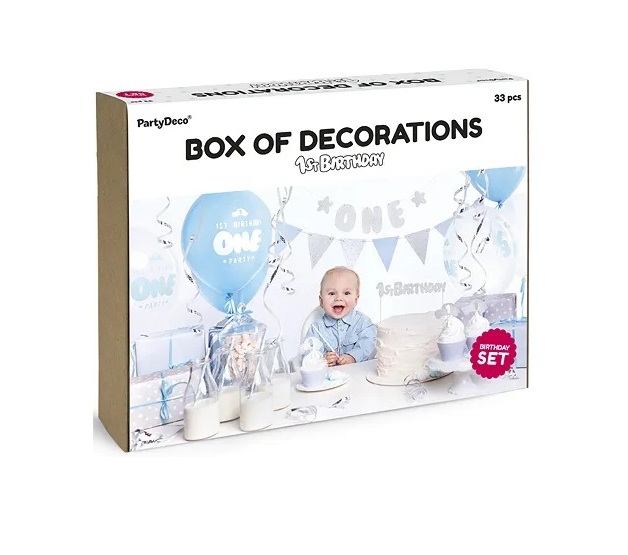 Set Decoratiuni First Birthday Ikonka, 33 Elemente - imagine 4