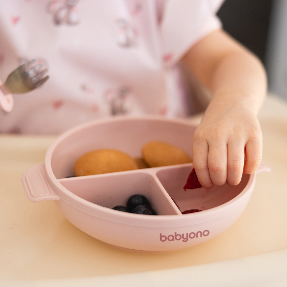 Farfurie Babyono cu Ventuza Roz - BLW - imagine 5