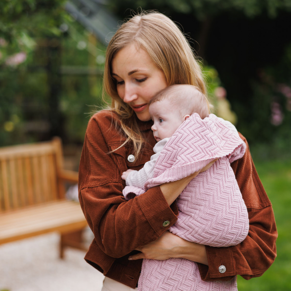 Paturica Babyono Roz din Bumbac Organic - imagine 4