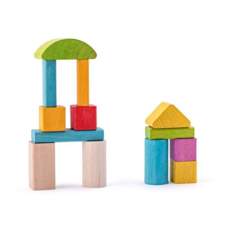 Set 100 Cuburi Lemn Colorate Woodyland | Jucarie Creativa - imagine 2