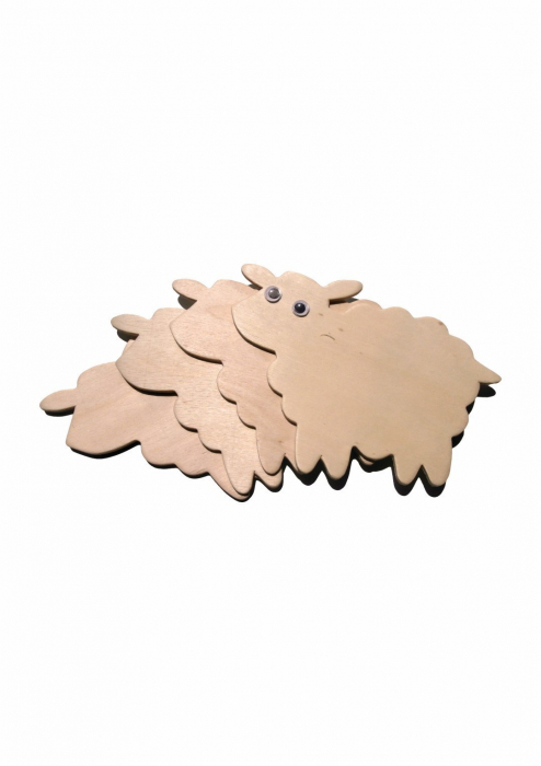 Figurine Oaie Lemn Colorart, Set 4 Buc