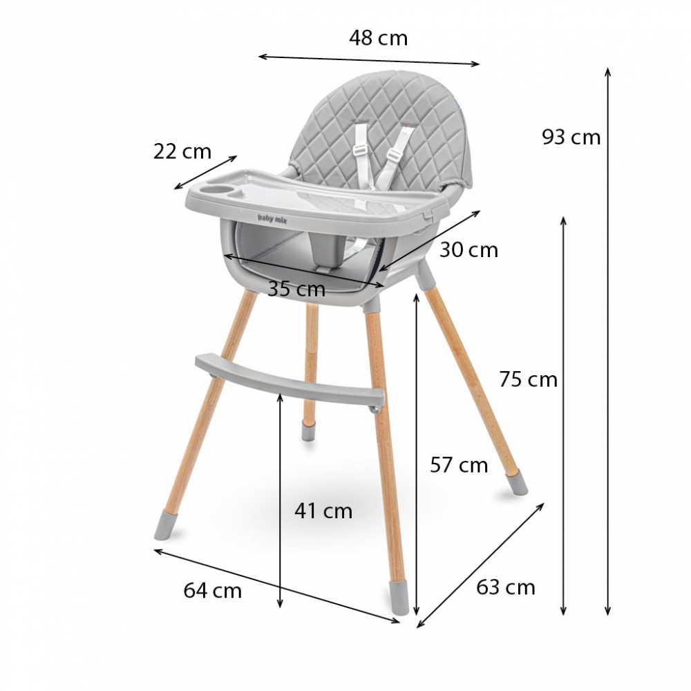 Scaun 2in1 Baby Mix Freja Wooden Dark Grey - imagine 6