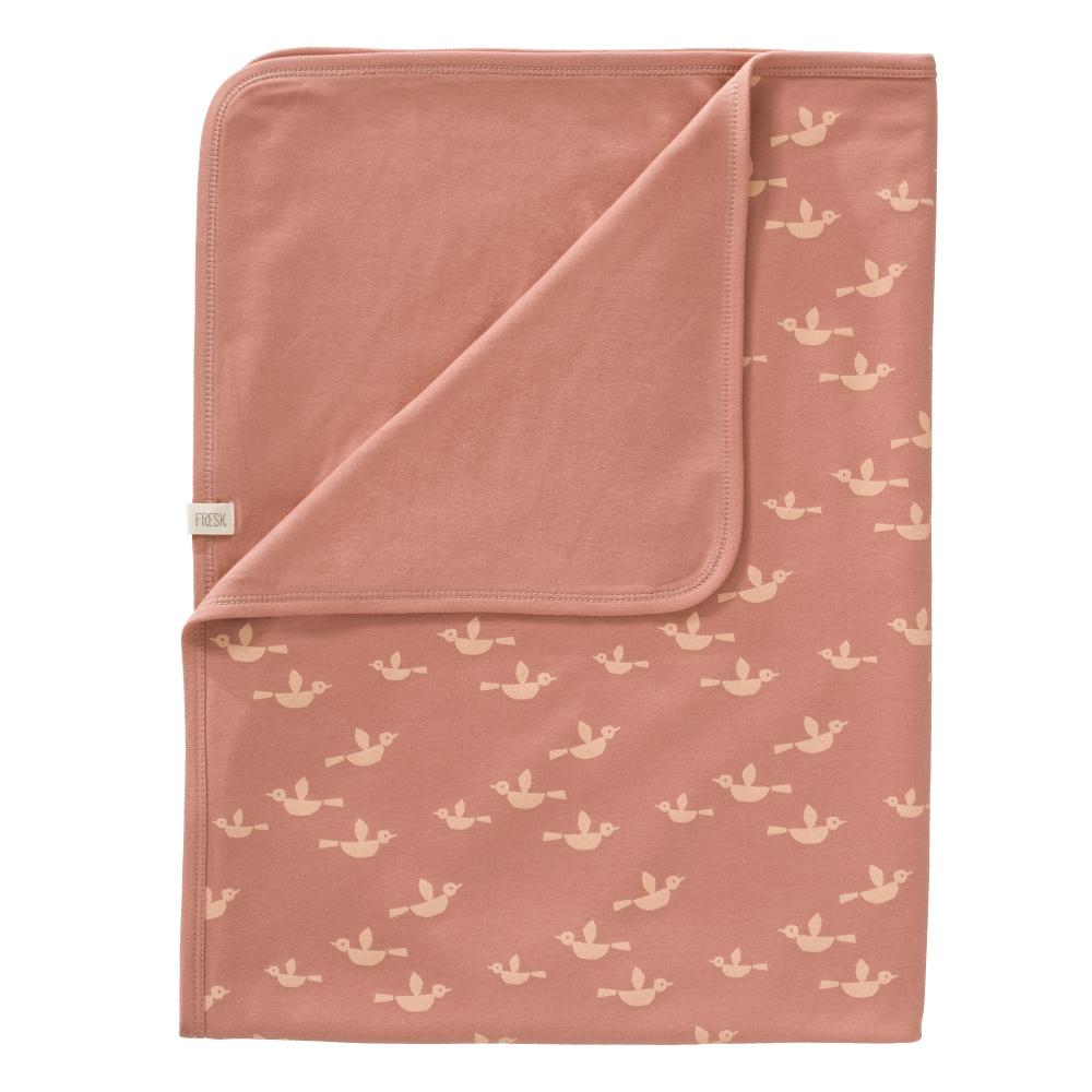 Paturica Bebelusi Bumbac Organic Fresk Birds, 80x100 cm