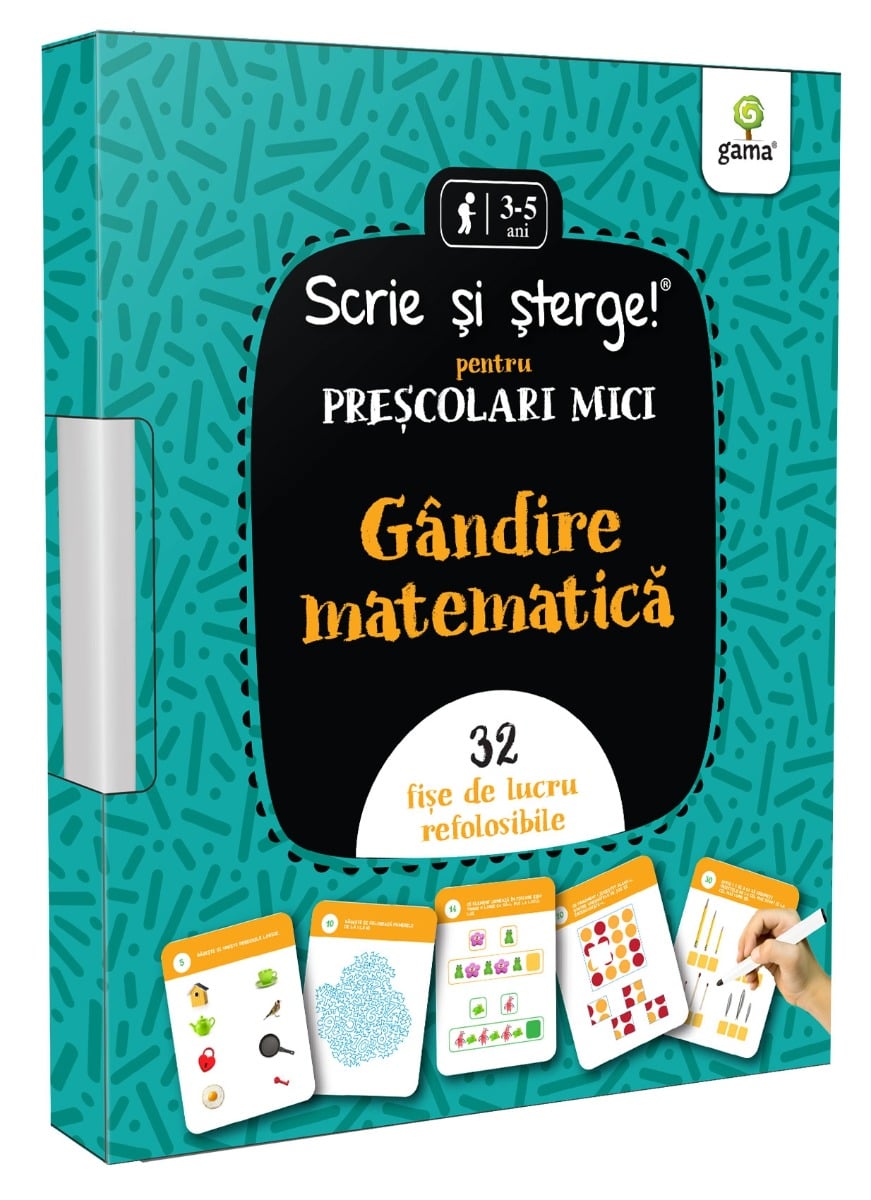 Gândire Matematică Gama - Scrie și Șterge, 3-5 Ani