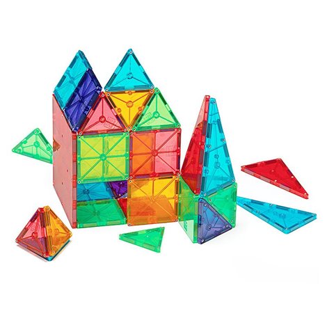 Magna-Tiles 100 Piese Transparente, Constructie Magnetica - imagine 3