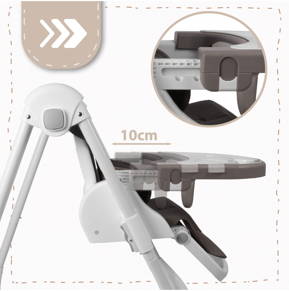 Scaun de masa 2in1 Malplay Deli Grey, pliabil cu roti