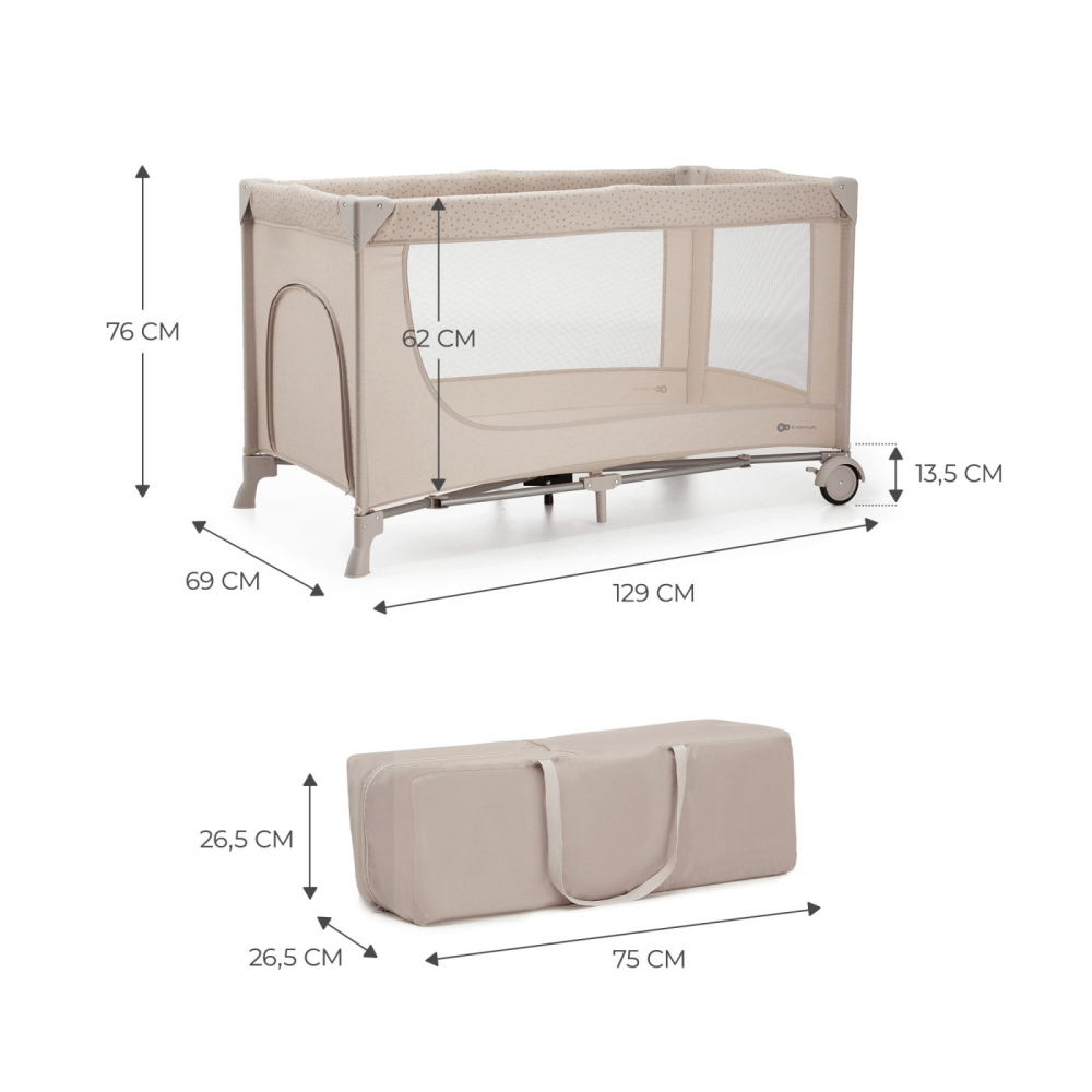 Patut Travel Kinderkraft Joy2 beige - 2in1 Pliabil - imagine 5