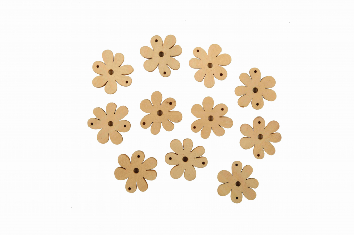 Set 18 Accesorii Lemn Colorart, Forma Floare