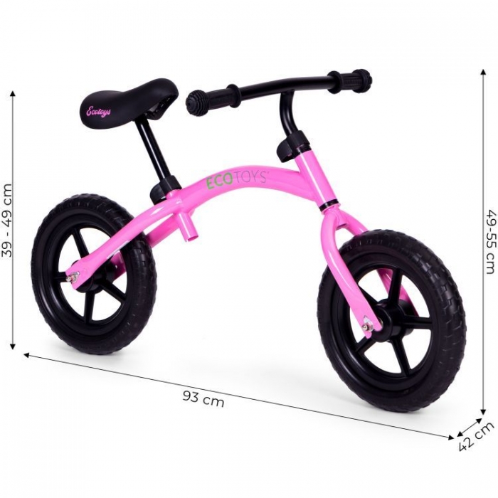 Bicicleta Fără Pedale Ecotoys Roz, EVA - imagine 5