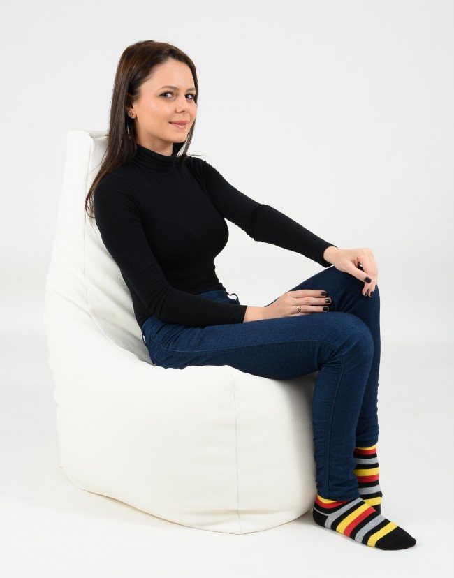Fotoliu Sunlounger White Pufrelax | Confort și Design - imagine 2