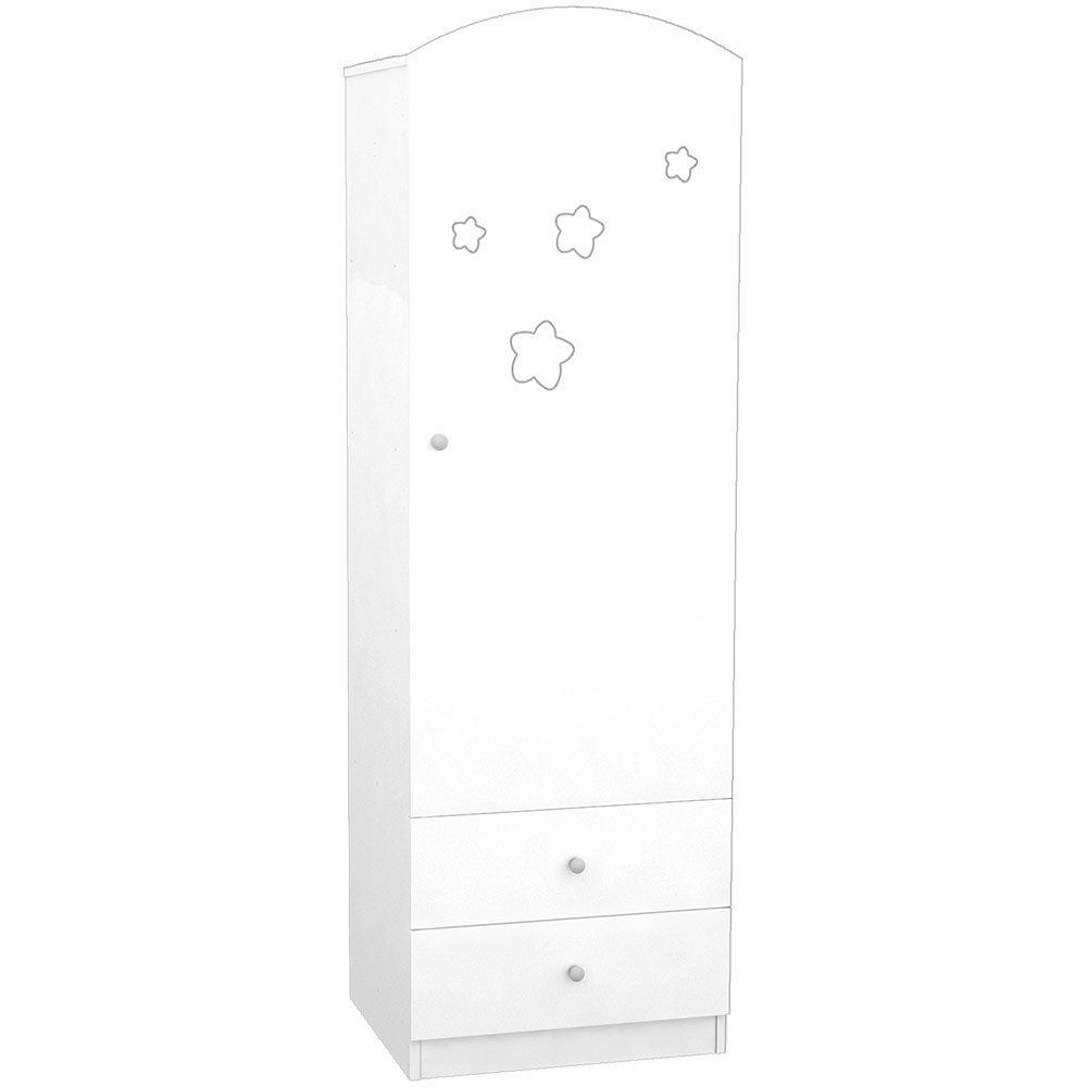 Dulap Hubners Matei Alb cu Stele 2 Sertare - imagine 3
