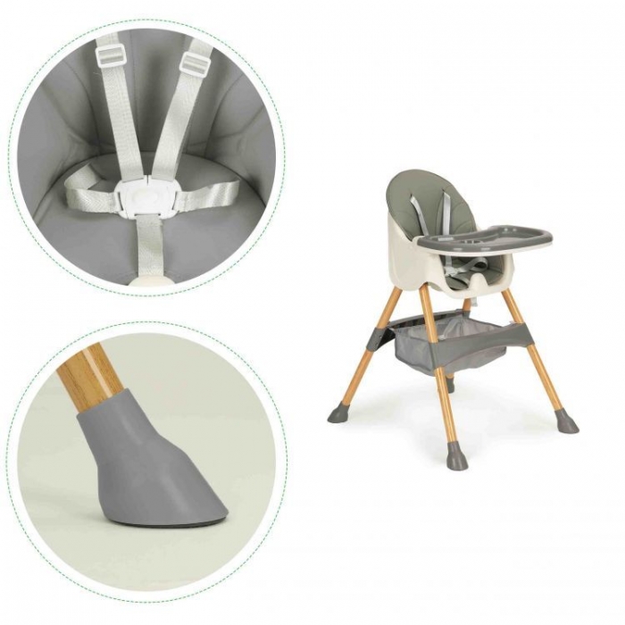Scaun de Masa 2in1 Ecotoys Gri, Reglabil si confortabil - imagine 3