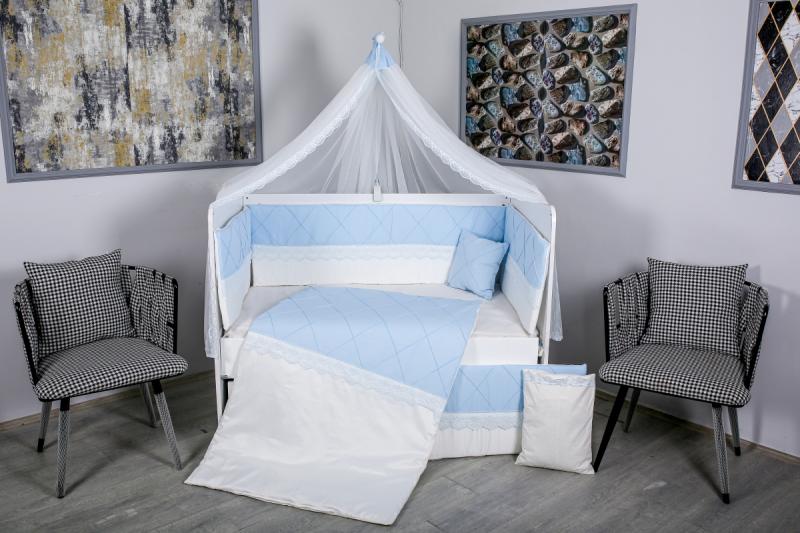 Lenjerie Patut Mykids 9 Piese cu Baldachin - imagine 3