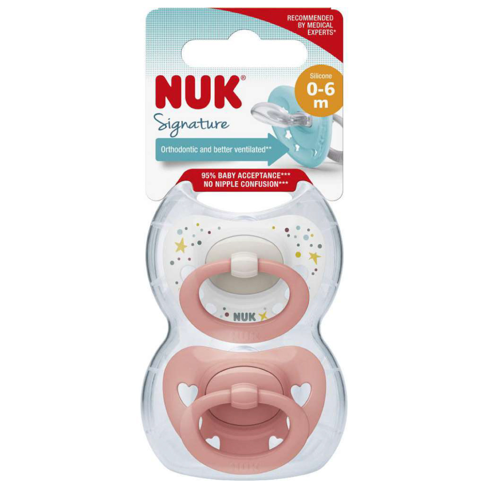 Set 2 Suzete Nuk Signature M1 0-6 luni Roz