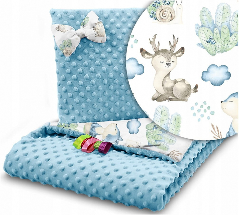 Set Paturica și Pernă Babymam Minky Wolf