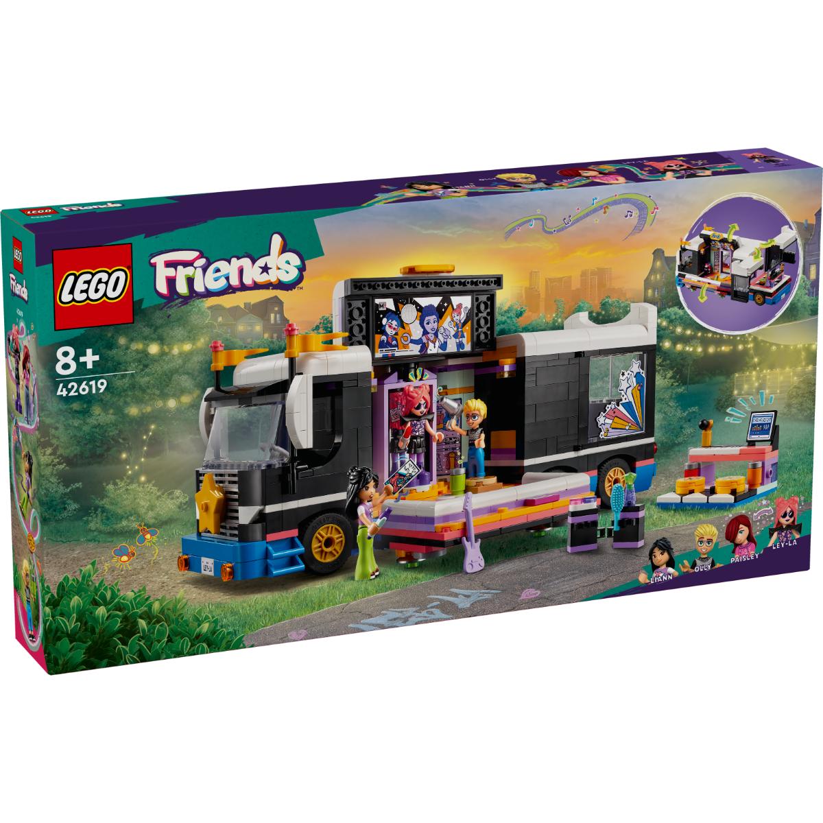 LEGO Friends 42619 Autocar Staruri Pop, Jucărie Constructie
