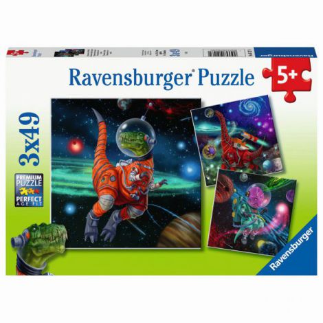 Puzzle Dinozauri în Spațiu Ravensburger 3x49 piese