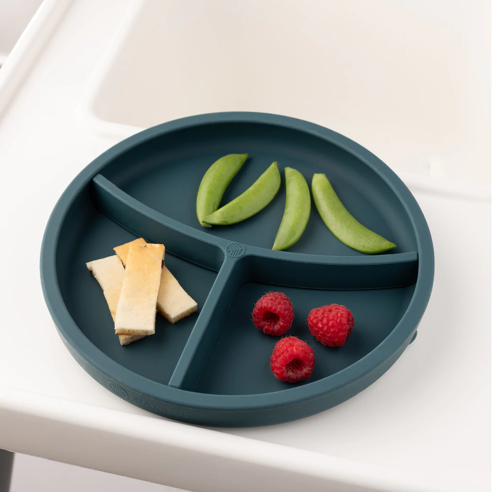 Farfurie silicon cu separator Eco Rascals Teal - imagine 2
