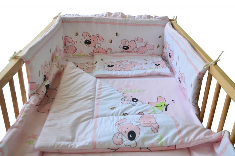 Lenjerie Patut Puppy Roz, 5 Piese, Nichiduta