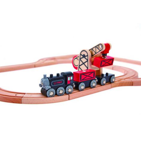 Hape Tren Marfă Aburi Lemn Ecologic - imagine 3