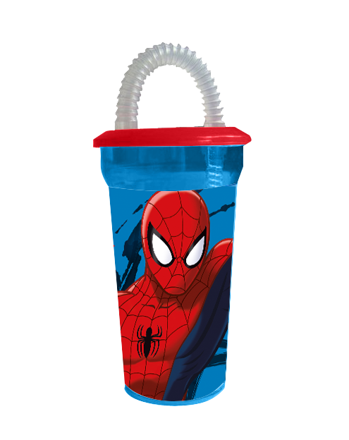 Recipient Cana 450 ml Spiderman cu Pai