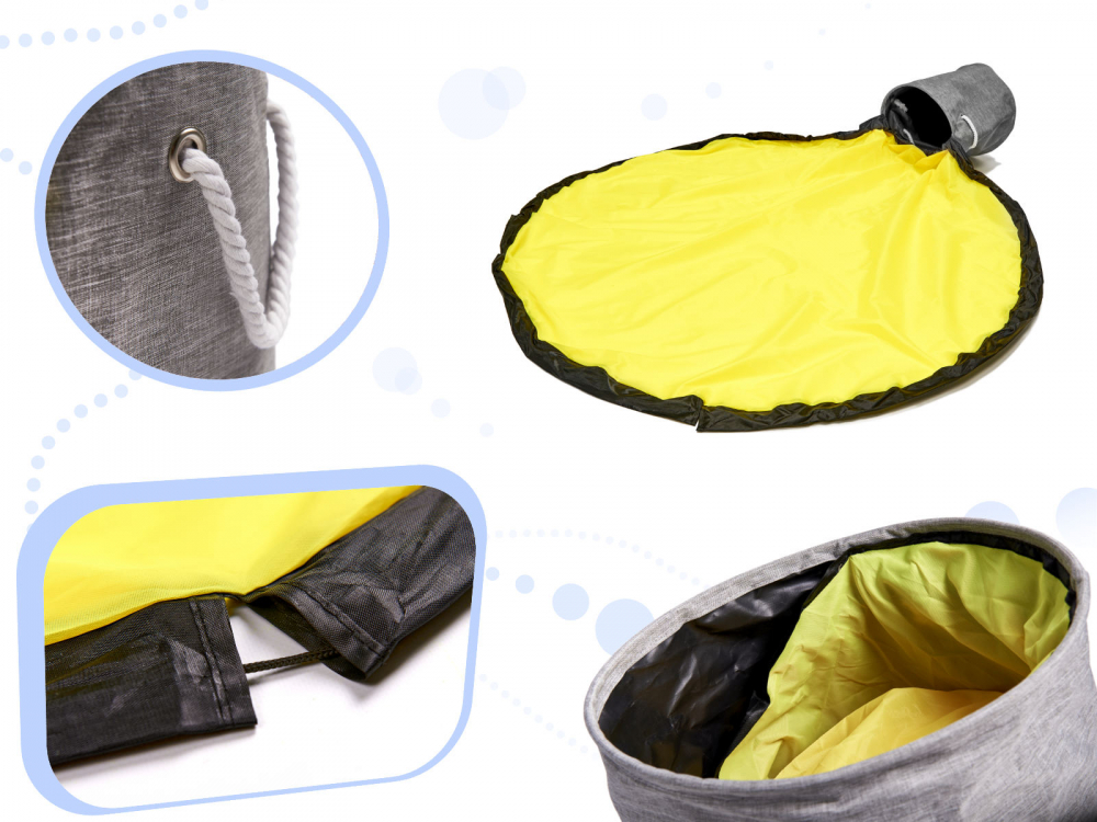 Cos Organizator Jucarii 2in1 cu Covoras Ikonka Gri - imagine 2
