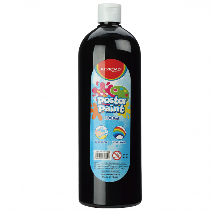 Culoare Tempera Keyroad Negru, 1000ml, Acoperire Excelentă
