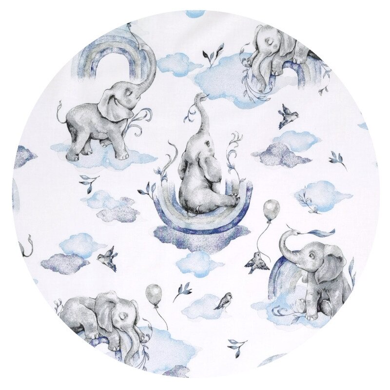 Lenjerie pat Qmini Elephants 120x60 cm cu protecție - imagine 3