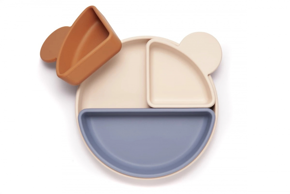 Farfurie Silicon 3 Compartimente Kidnort Bej - imagine 8