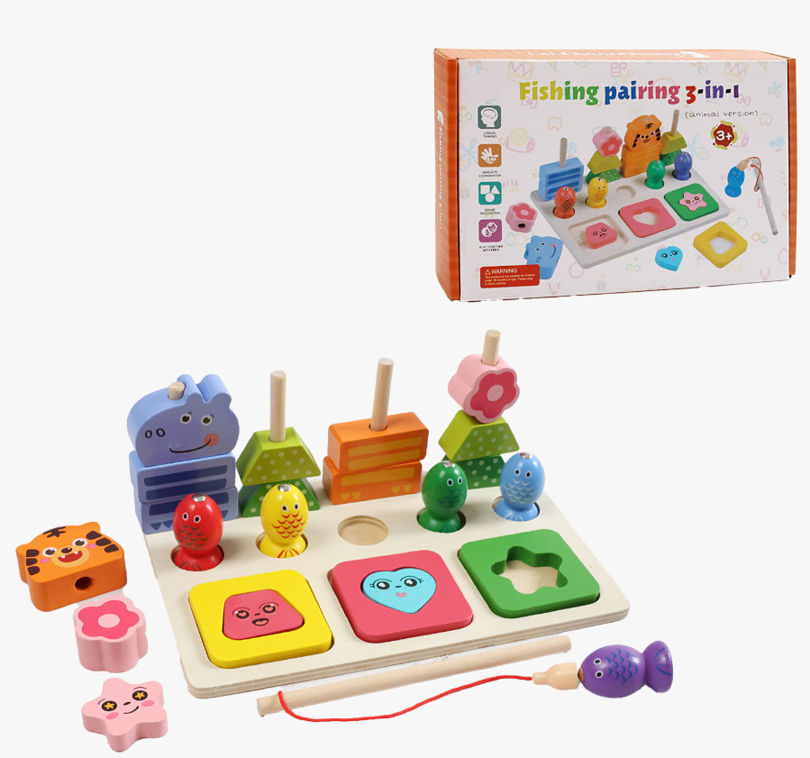 Joc educativ 3 in 1 Amacs din lemn