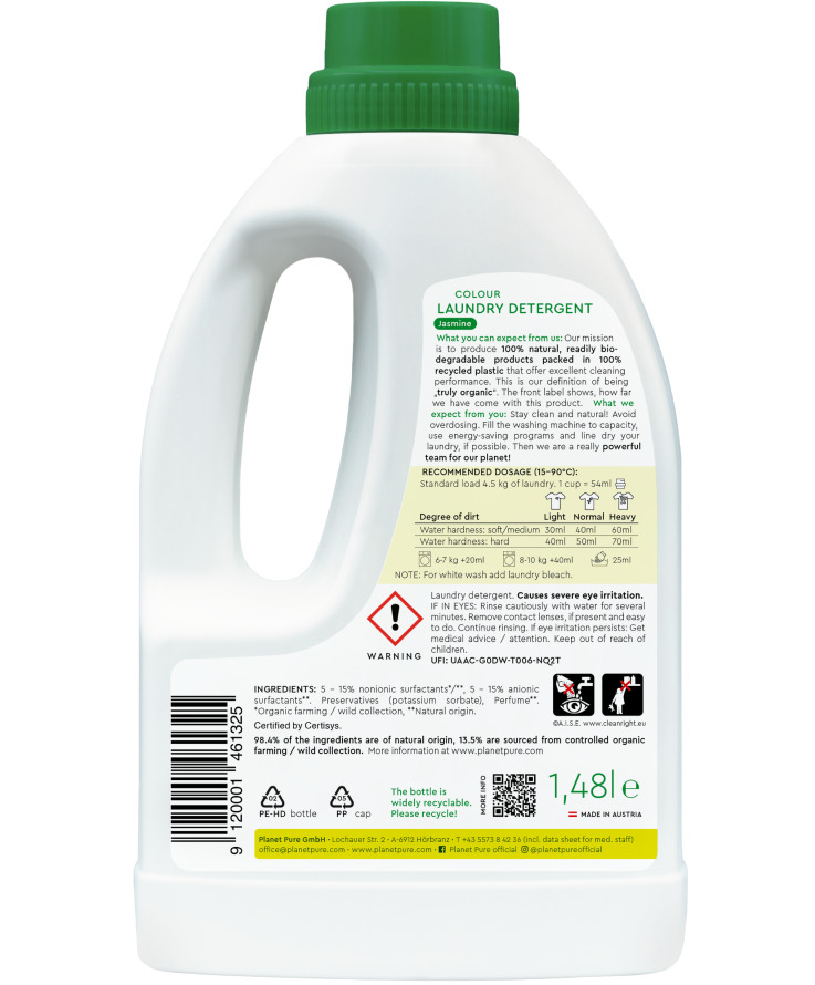 Detergent Bio Planet Pure Rufe Colorate Iasomie 1.48L