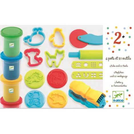Set modelaj Djeco, 4 culori + accesorii