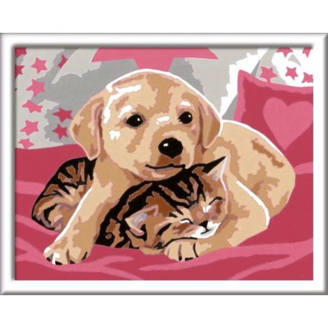 Ravensburger CreArt - Pictură pe Numere Câine-Pisică - imagine 3