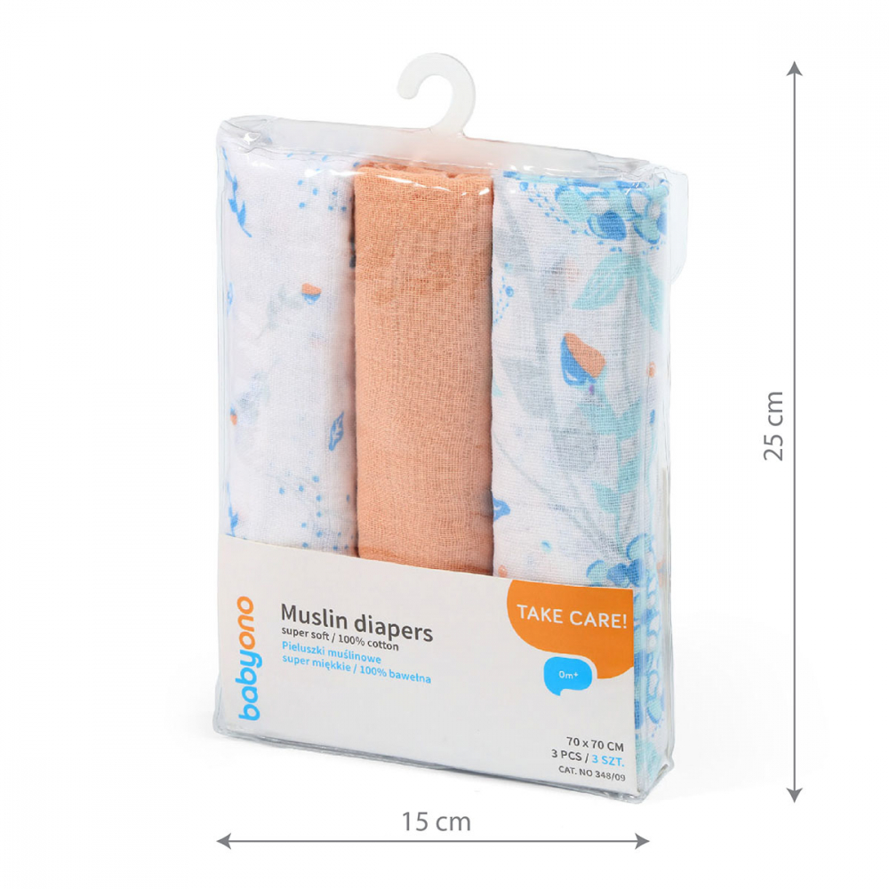 Scutece Textile Babyono 3 Bucăți, Bumbac 100% - imagine 2
