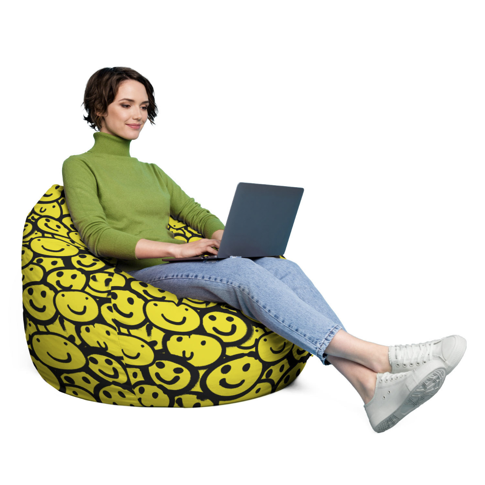 Husa Bean Bag Para XL, Smiley Galben, Updeco - imagine 4