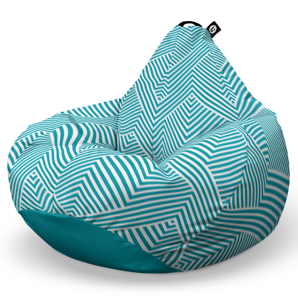 Fotoliu Puf XL Updeco, Alb cu Bleu - imagine 6