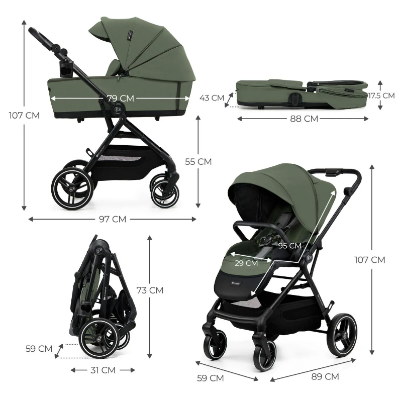 Carucior 2in1 Kinderkraft Yoxi Mystic Green - imagine 4