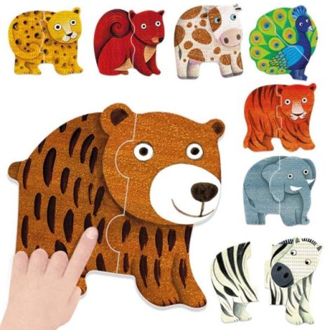 Puzzle Tactil Animale Headu 2-4 ani - imagine 2
