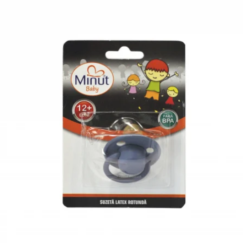 Suzetă Latex Minut Baby 12+ Albastru Rotundă - imagine 2