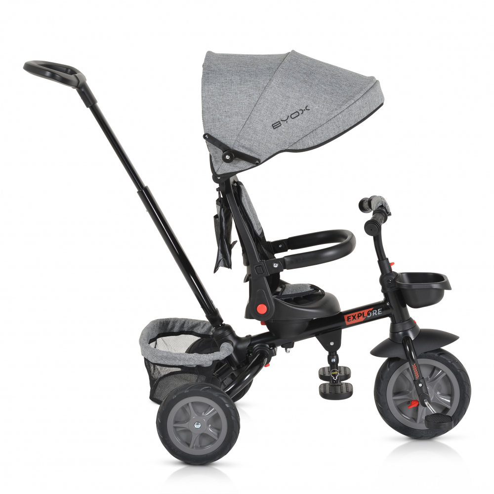 Tricicleta Byox Explore Grey, Pliabila cu Scaun Rotativ - imagine 4