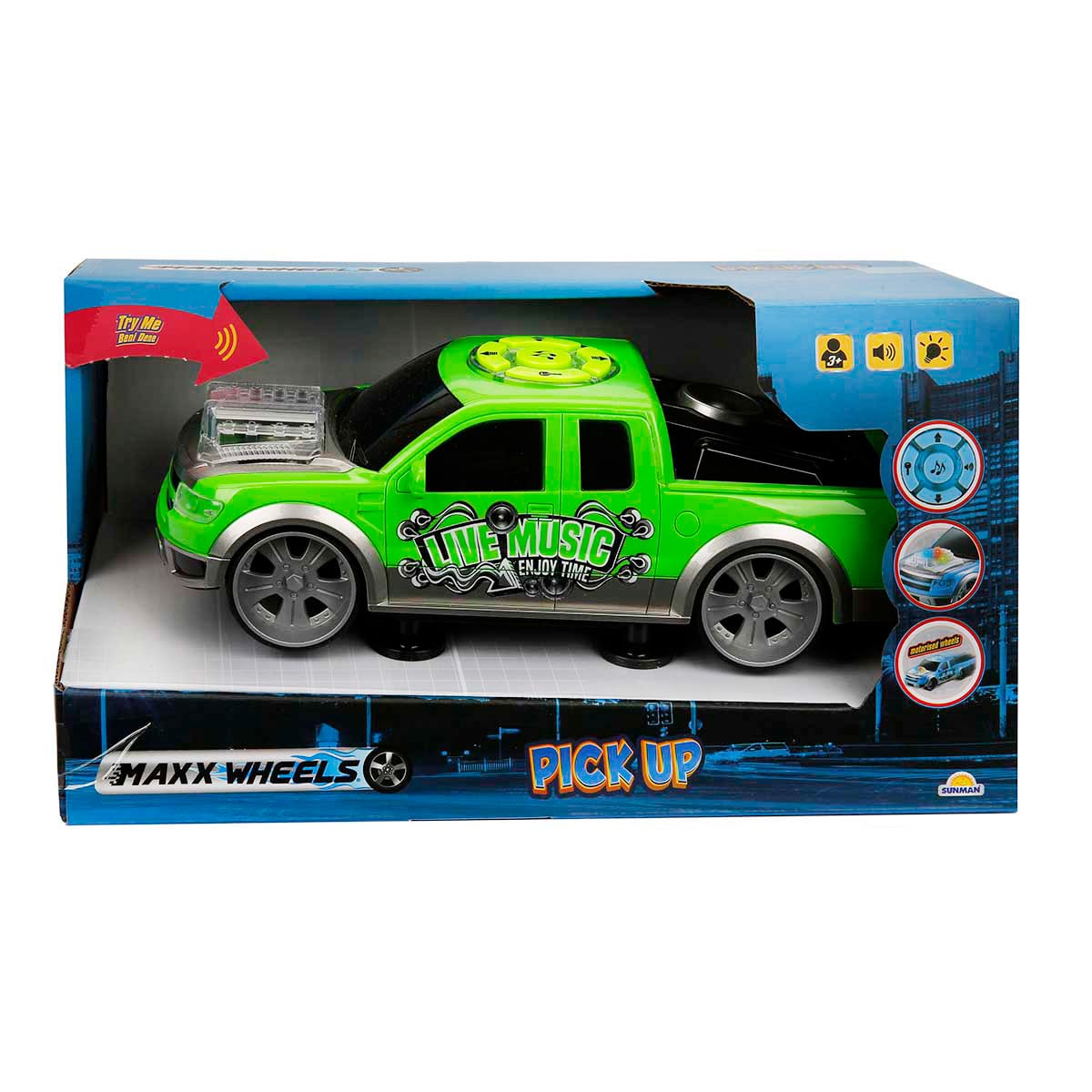 Masina Pick Up Maxx Wheels Verde cu Sunete si Lumini