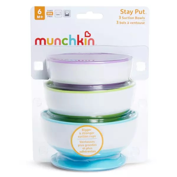 Set 3 boluri Stay Put Munchkin cu ventuza 6L+