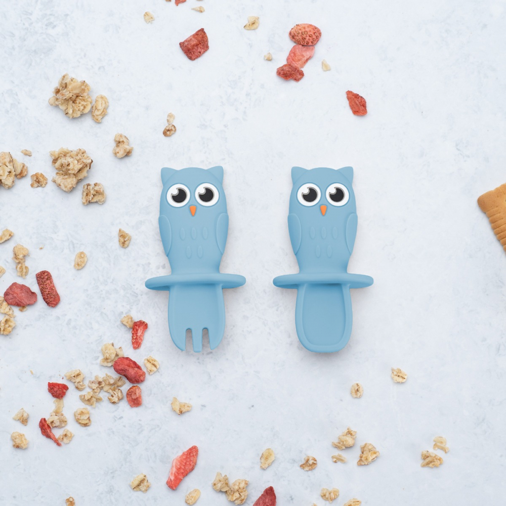 Set Tacâmuri Silicon AppeKids Owl Aqua Blue