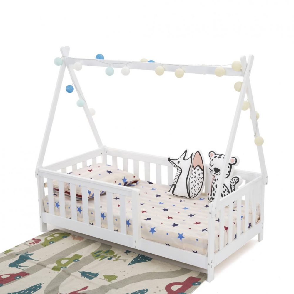 Pat Casuta U-Grow Alb 147.5x75 cm pentru Copii - imagine 5