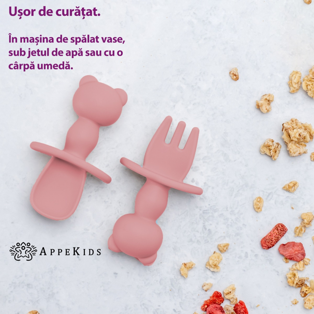 Set tacamuri silicon AppeKids The Little Bear Old Rose - imagine 3