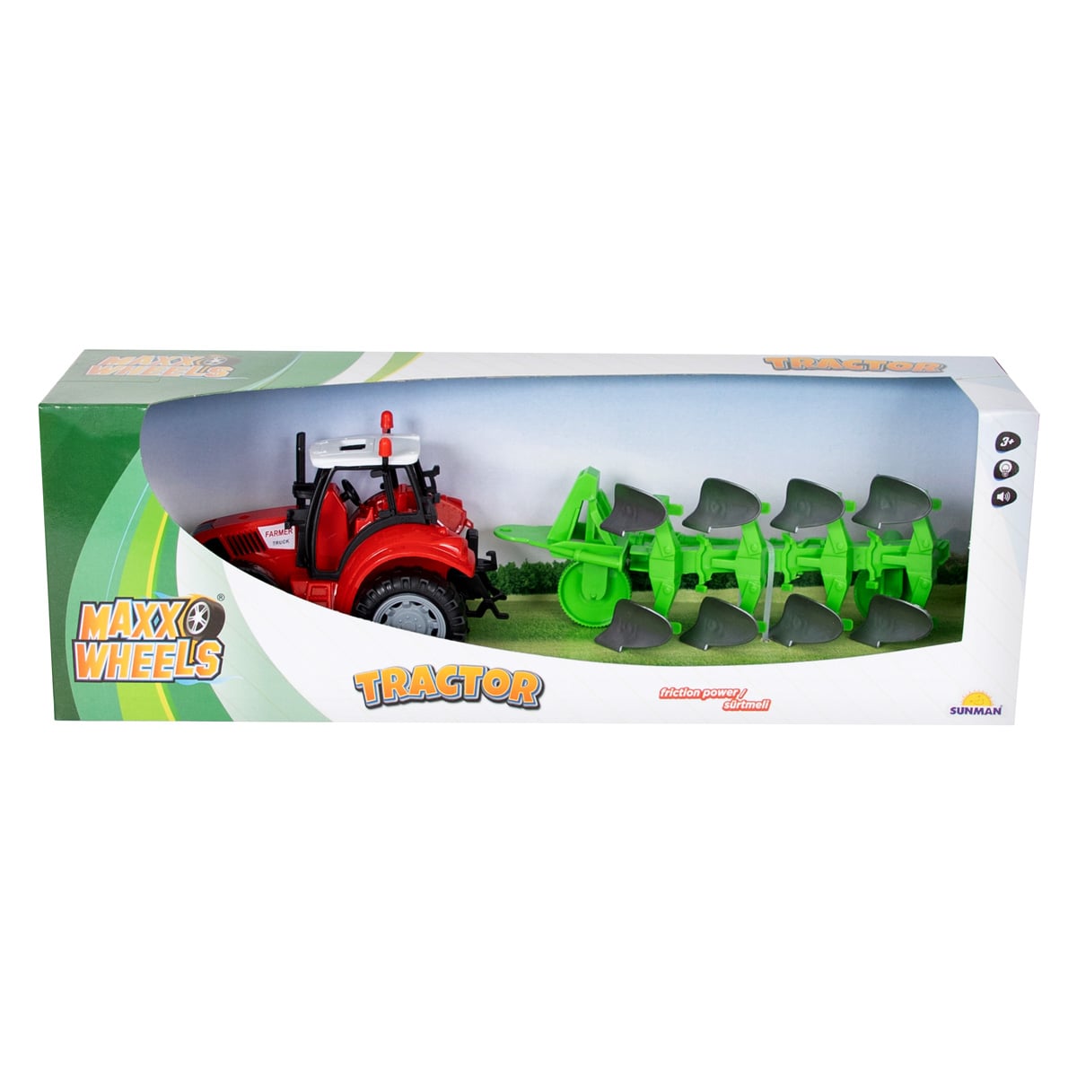 Tractor cu Plug Maxx Wheels, Masinuta Electrica Copii